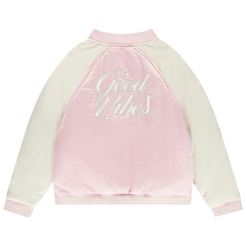 Blouson teddy bicolore avec écriture brodée pour fille 
