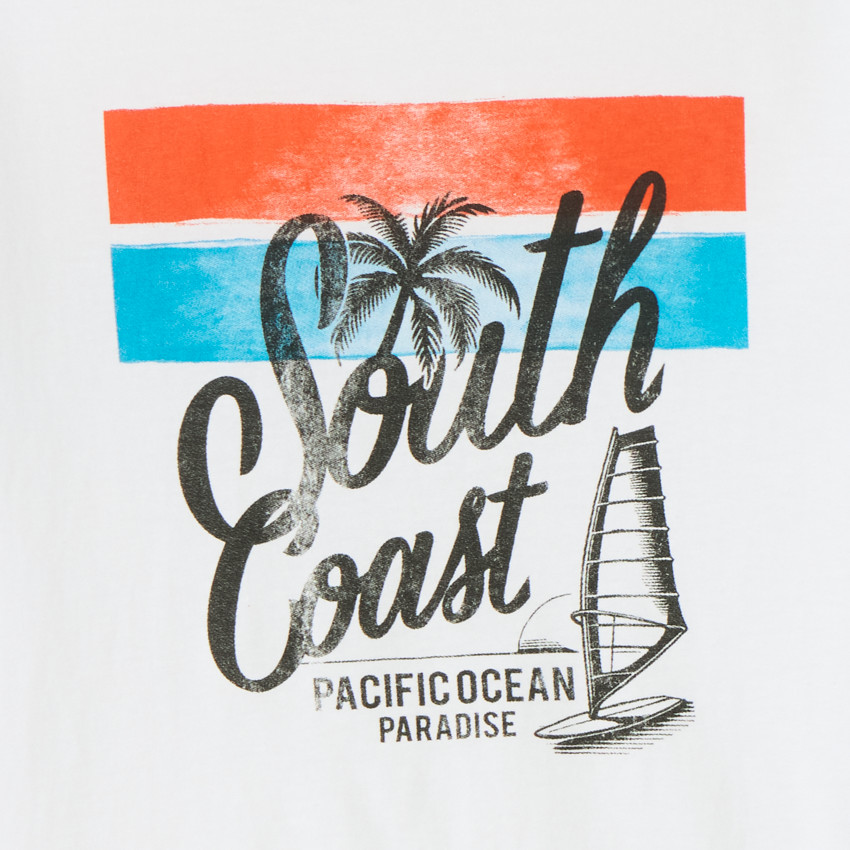 T-shirt manches courtes uni print fantaisie pour garçon 