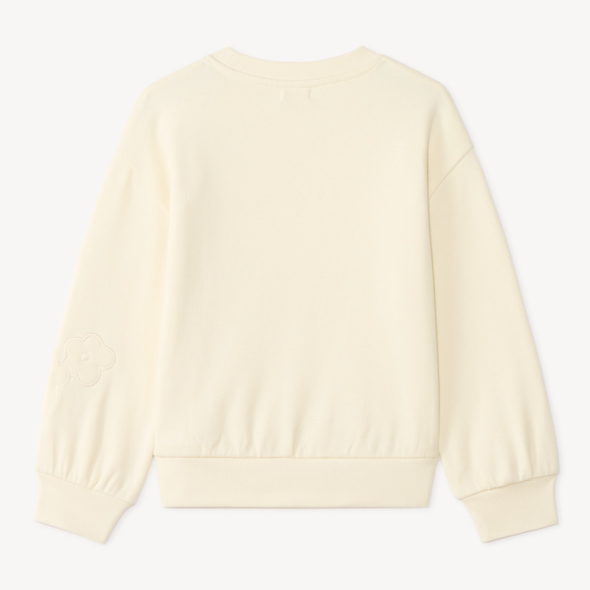 Fleece sweat met geborduurde bloemen meisjes 