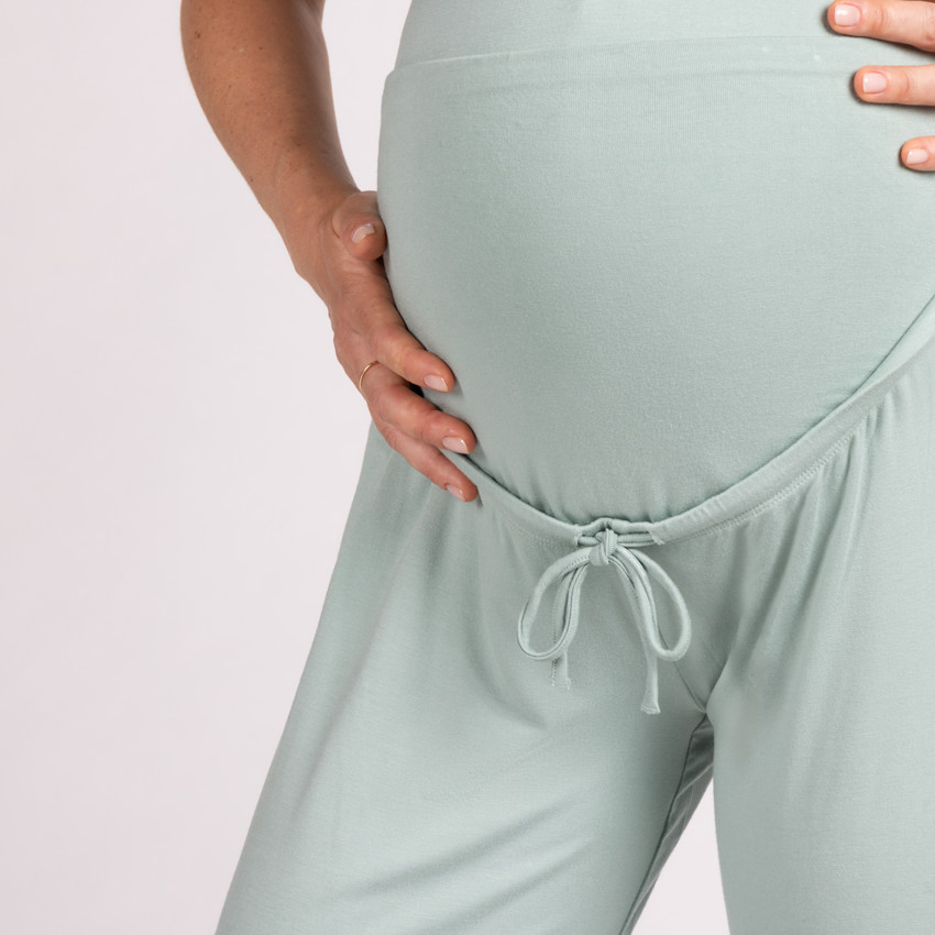 Pantalon de pyjama de grossesse uni avec bandeau haut 