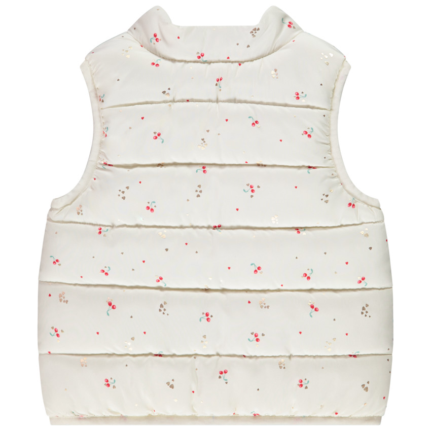 Doudoune sans manche matelassée imprimé cerises pour bébé fille 