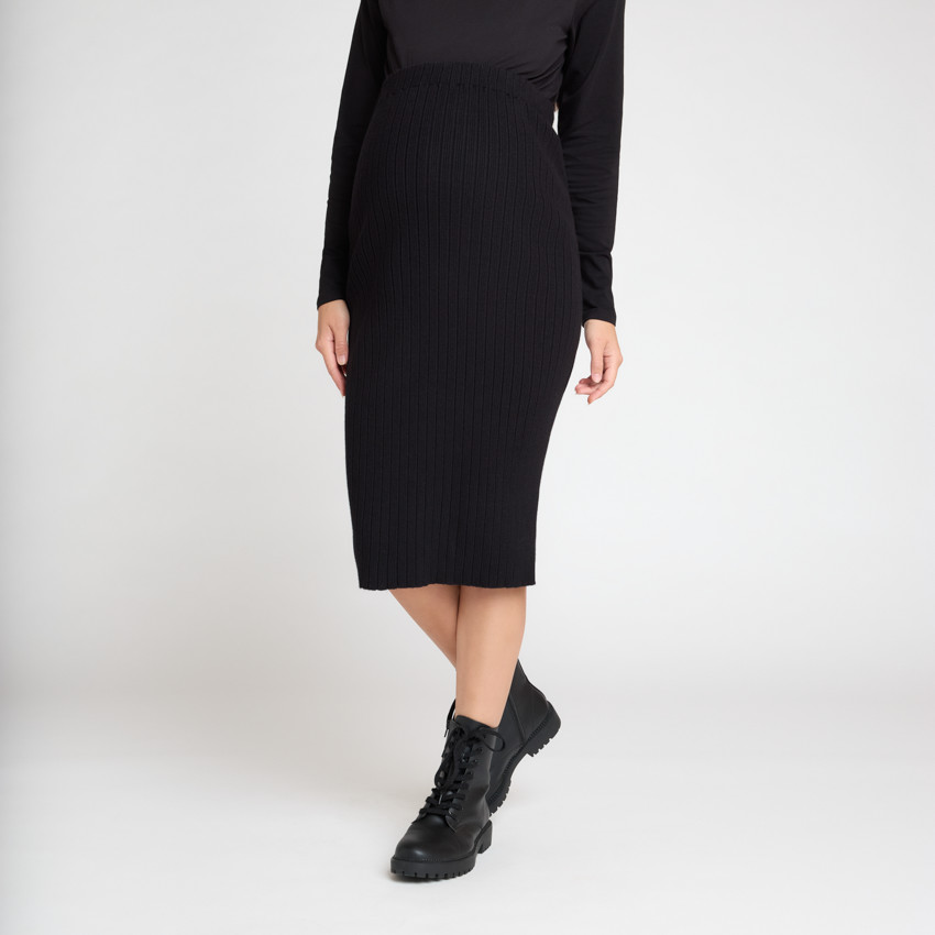 Lange effen rok met zijsplit voor dames 