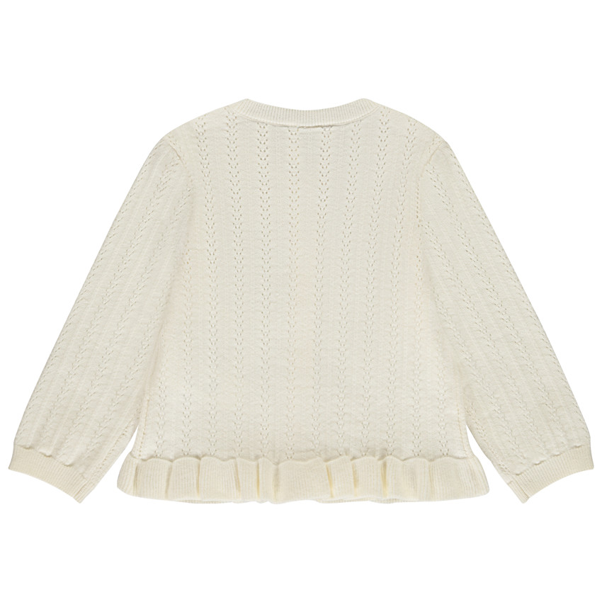 Gilet en tricot ajouré et volanté pour bébé fille 