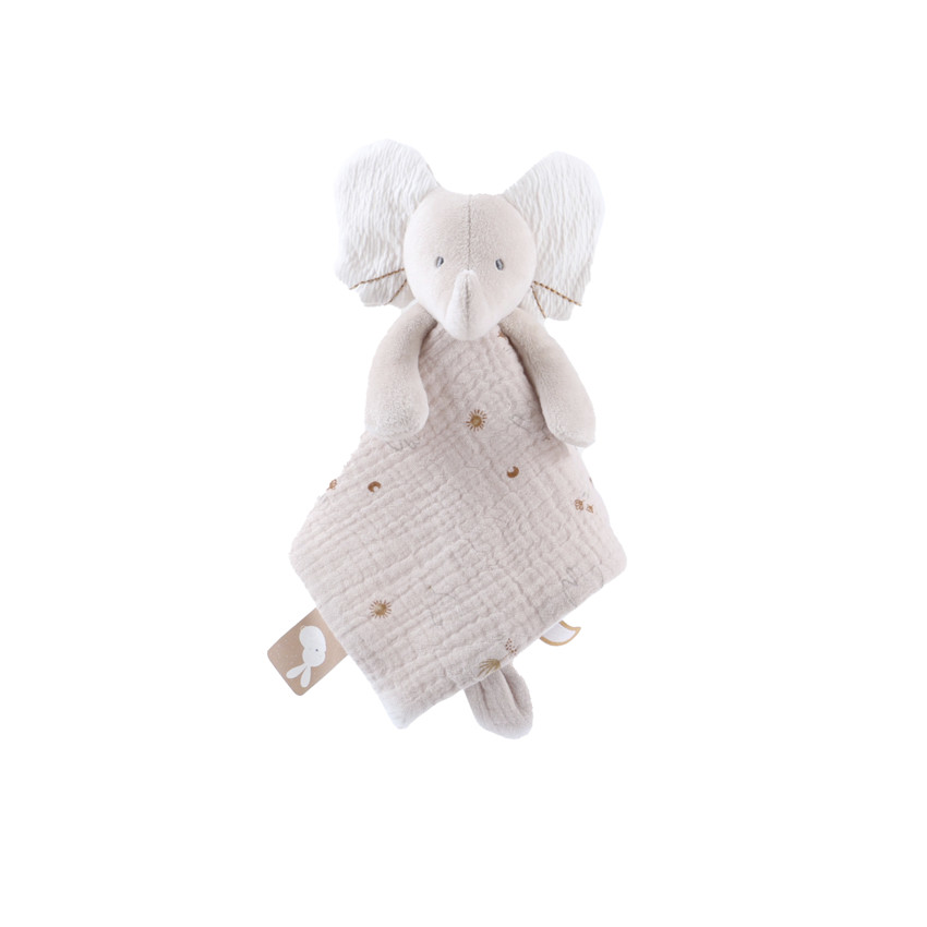 Doudou plat en gaze de coton Bali l'éléphant 