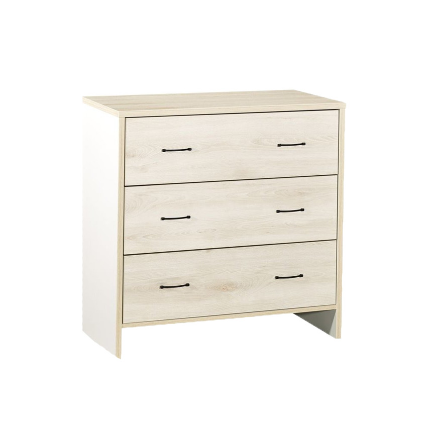 Commode vintage hêtre cendre 3 tiroirs 