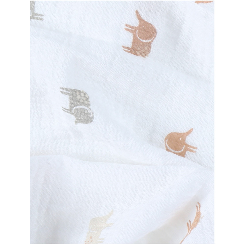 Langes tétra 100x100cm Eléphants Ecru 2pcs 