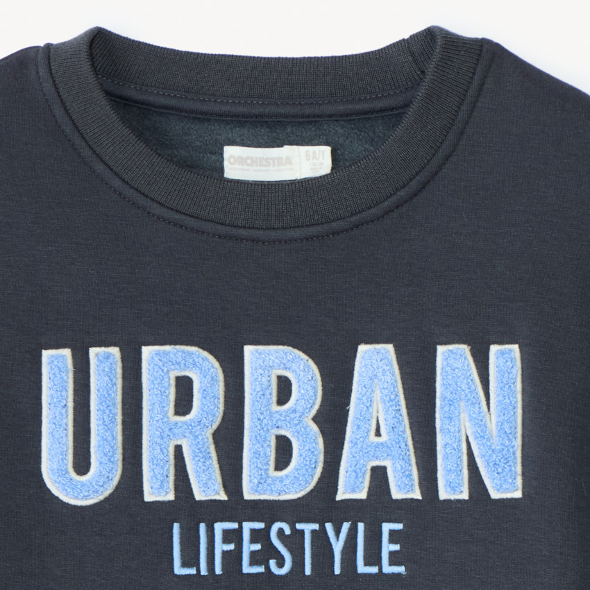 Sweatshirt van fleece met patchletters in lussen voor jongens 