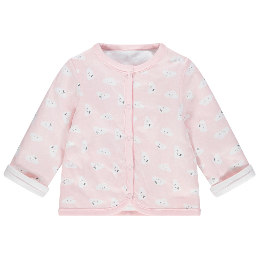 Gilet réversible en coton bio à arc-en-ciel et nuages imprimés 