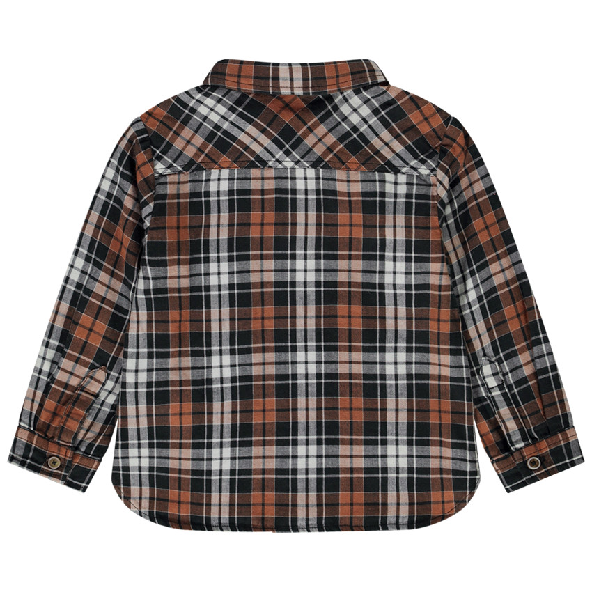 Baby jongens overhemd met lange mouwen en ruitjes 