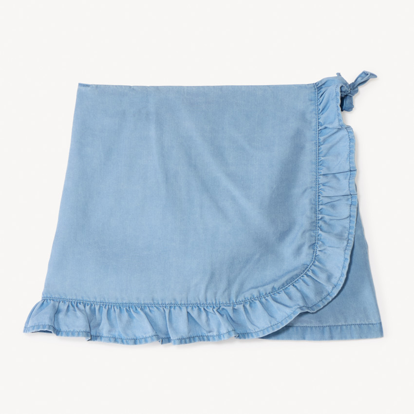 Jupe short uni en Tencel avec volants pour fille  