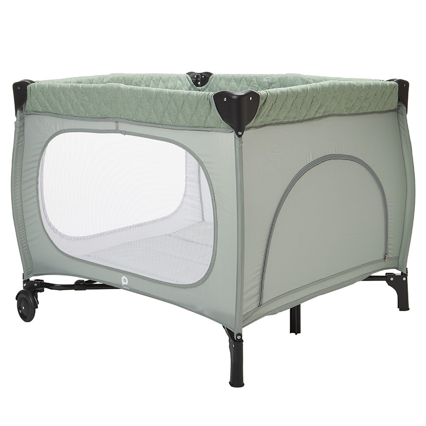 Parc de jeu pliant Quilty en filet avec roulettes vert 