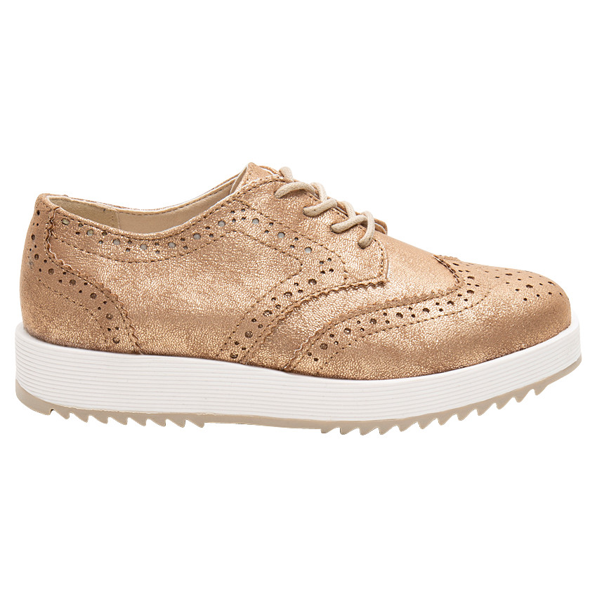 Derbies dorées à lacets semelle compensée du 28 au 38 