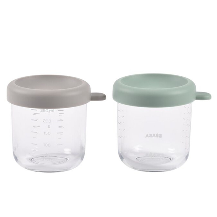 Lot de 2 petits pots de conservation en verre 250ml Sage Green Gazelle 