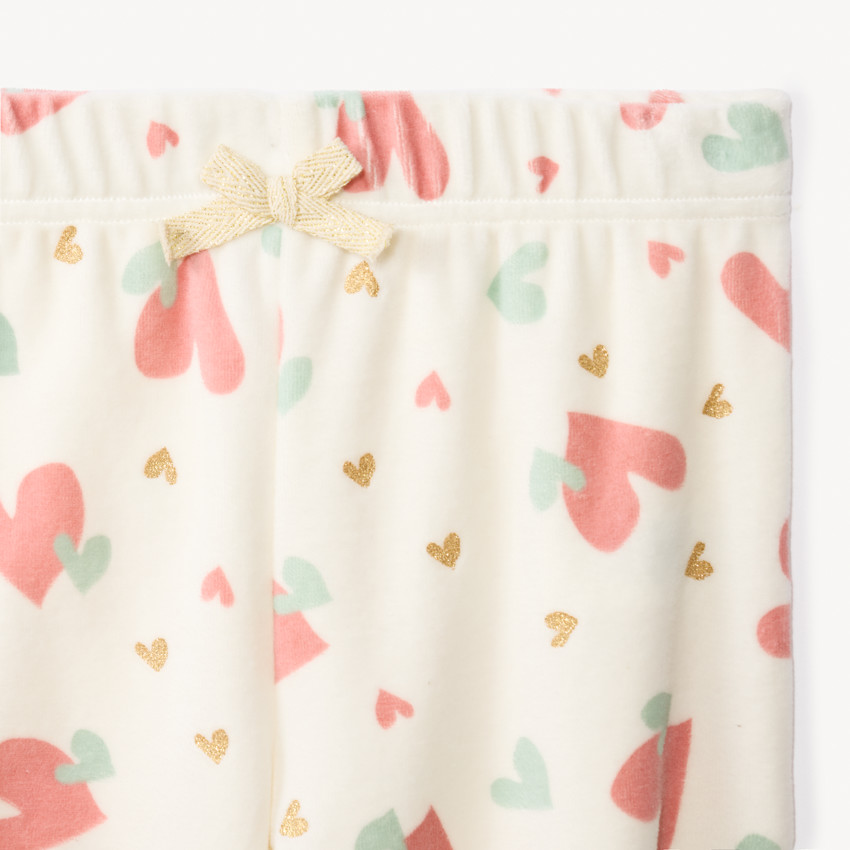Set pyjama 2 pièces en velours cœurs fantaisies fille 