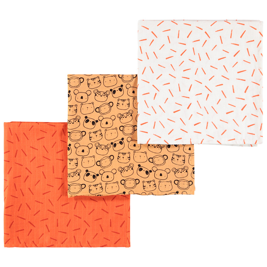 Set van 3 hydrofiele doeken van katoen voor babyjongens 