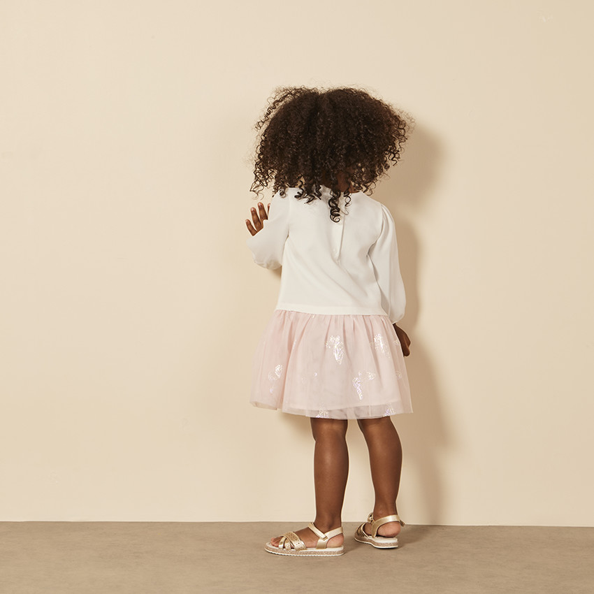 Set van 2 delen lange mouw jurk + hoofdband voor meisjes 