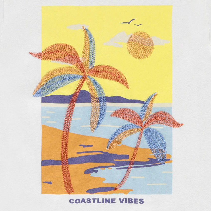 T-shirt manches courtes à palmiers brodés pour garçon 