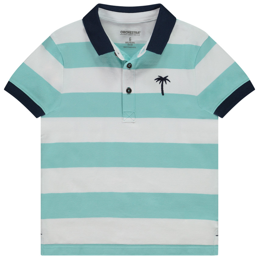 Polo manches courtes rayé broderie palmier pour garçon 