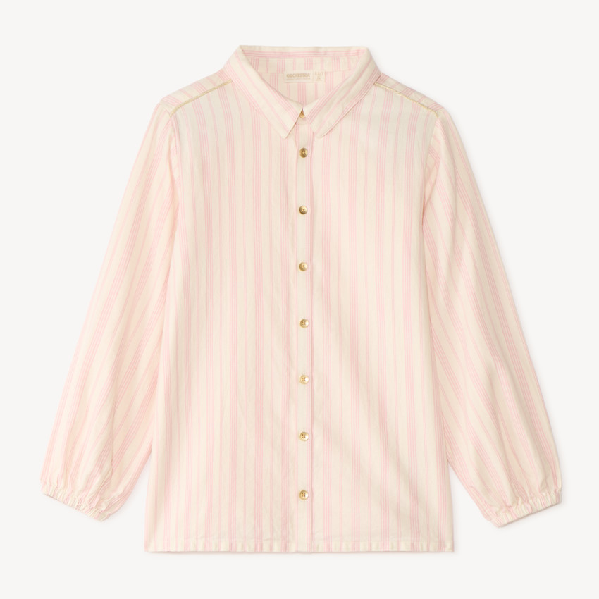 Meisjesblouse met lange mouwen in verticale strepen 