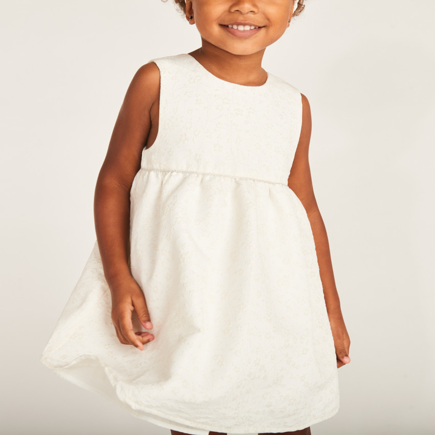 Robe en jacquard fleuri + bandeau à nœud pour bébé fille 