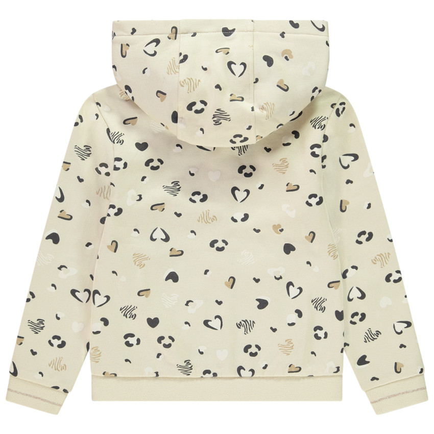 Fleece vest met lange mouwen en kap voor meisjes met print 