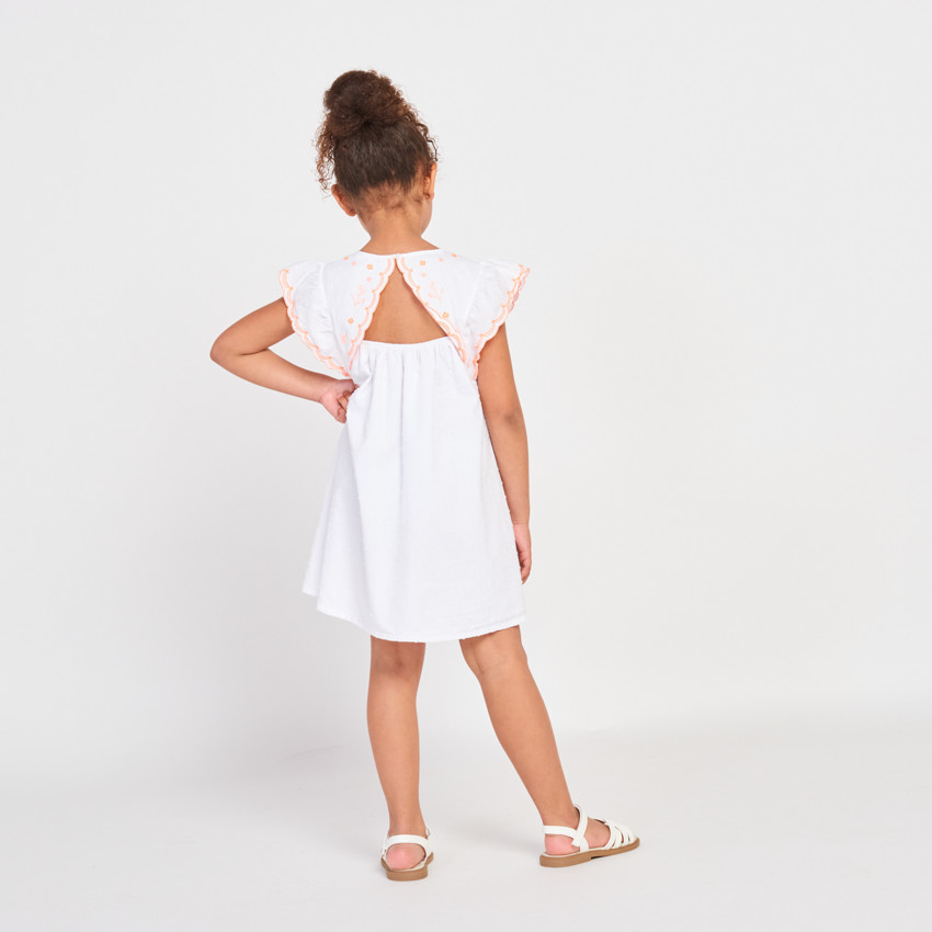 Robe manches courtes en plumetis pour fille 