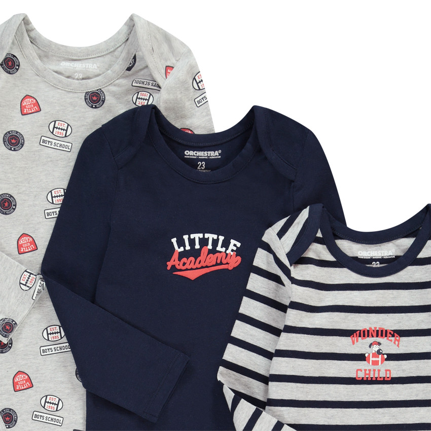 Lot de 5 bodies imprimé preschool academy pour bébé garçon 