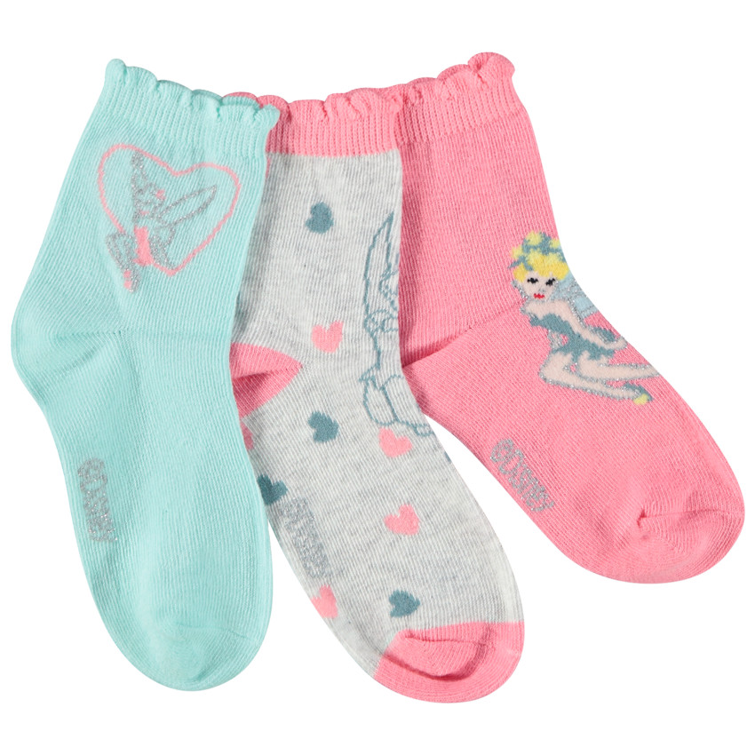 Lot de 3 paire de chaussettes Fée Clochette Disney pour fille 