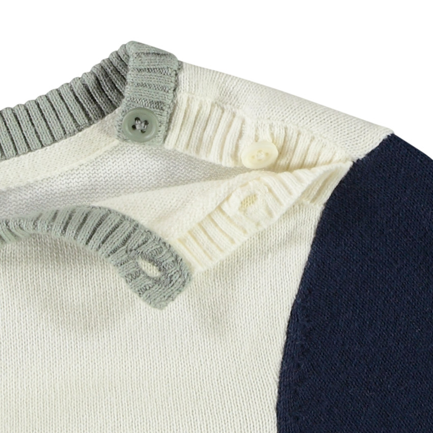 Trui in gebreid speels colour block effect voor baby jongen 