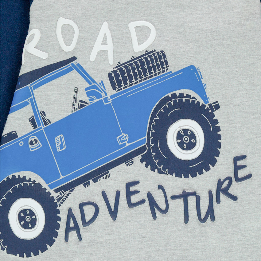 Pyjama en coton bio print 4x4 et rayures 