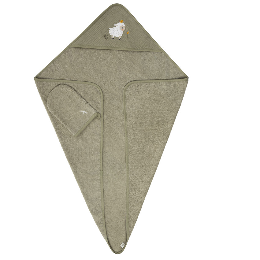 Badset met cape en washandje La Vie à la Ferme groen 