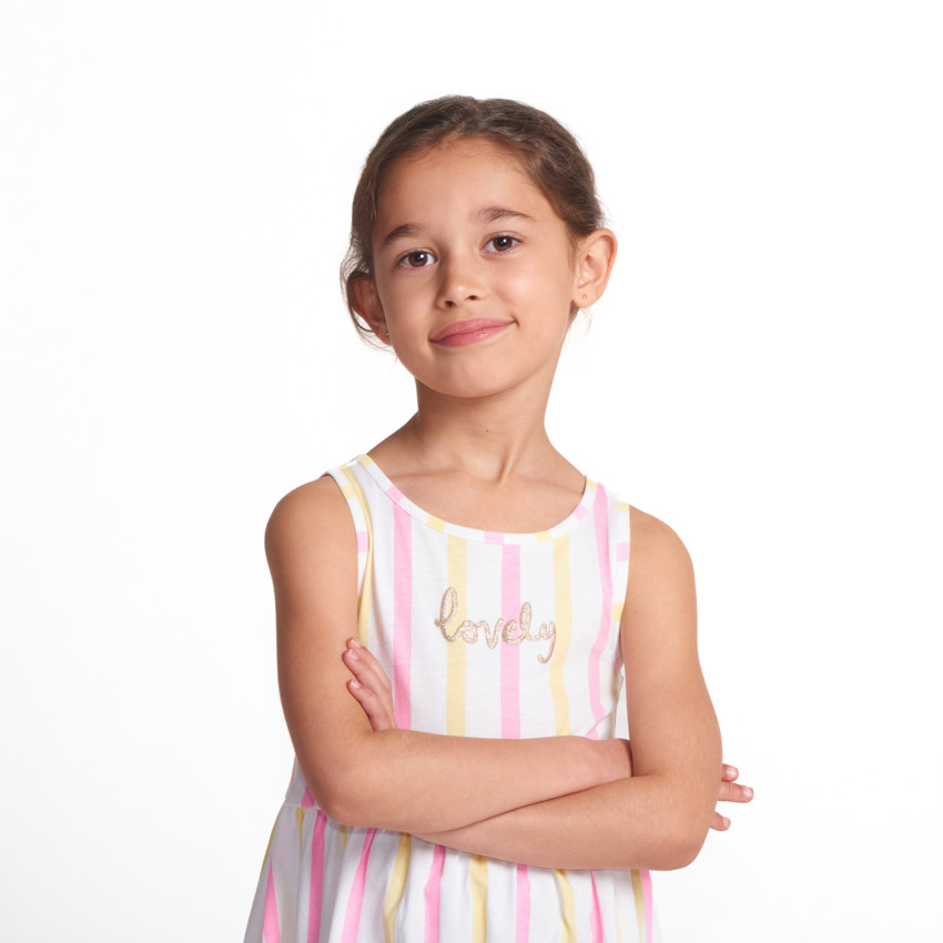Robe sans manches rayée à print pailleté pour fille 