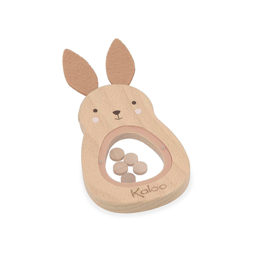 Hochet Lapin a Sons en Bois  