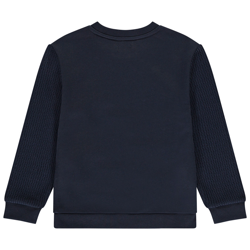 Sweatshirt in bicolore met relieftekst voor jongens 