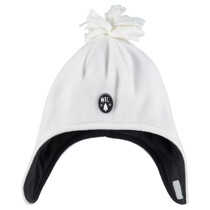 Peruaanse muts van fleece met pompon en badge 