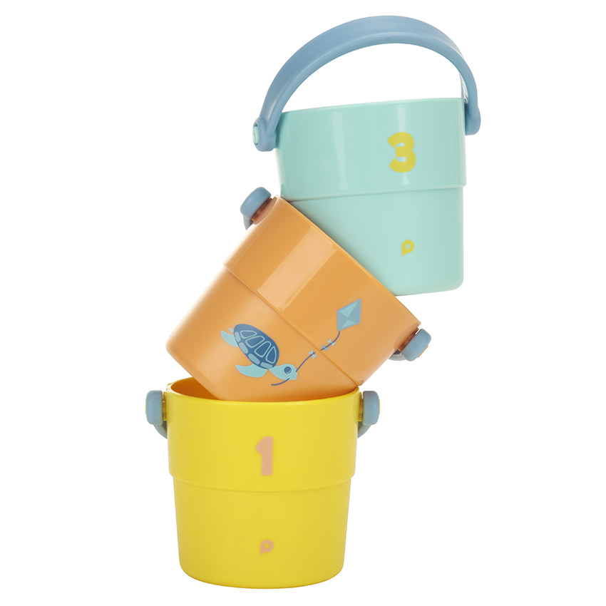 Lot de 3 sceaux de bain perforés à empiler 