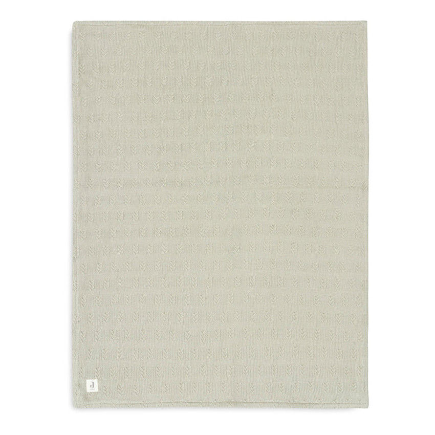 Deken wieg Grain Knit Fleece 75x100 cm - Olijf Groen/Velvet 