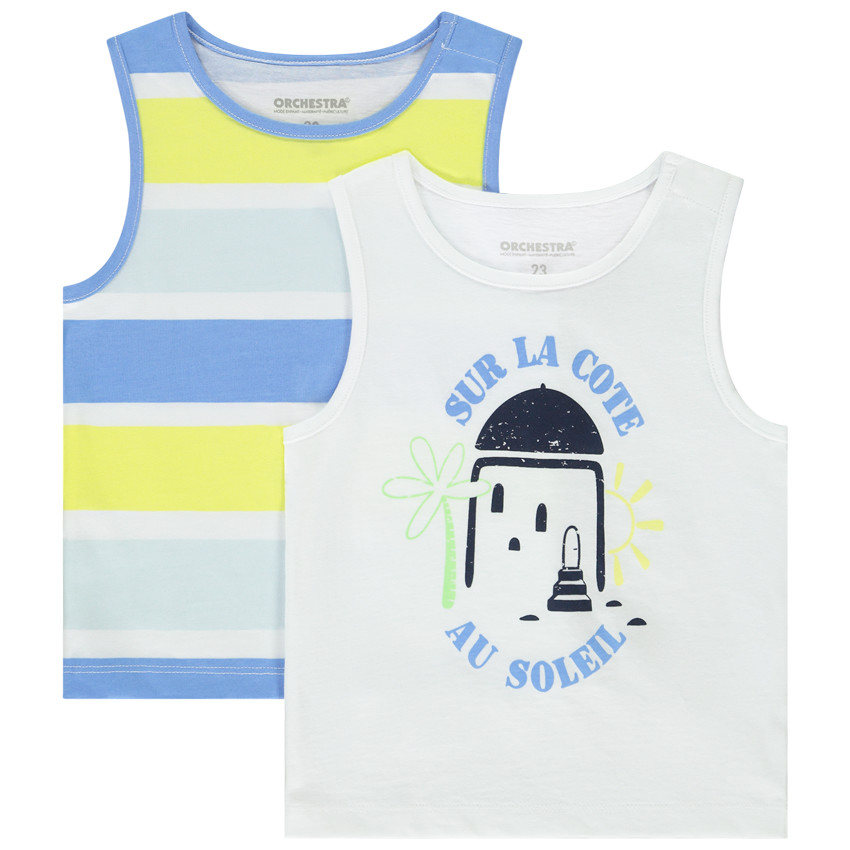 Lot de 2 débardeurs fantaisie en jersey slub pour bébé garçon 