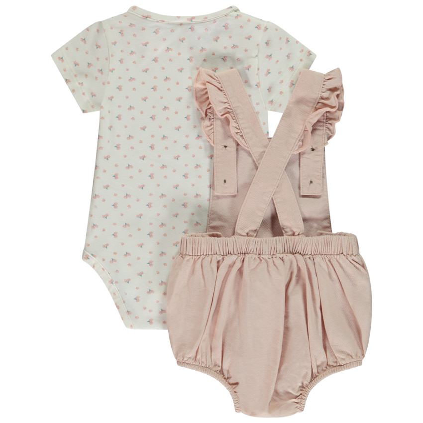 Ensemble 2 pièces avec barboteuse brodée pour bébé fille 