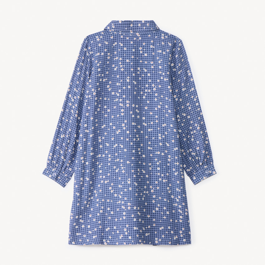 Robe manches longues à carreaux imprimé fleurs fille 