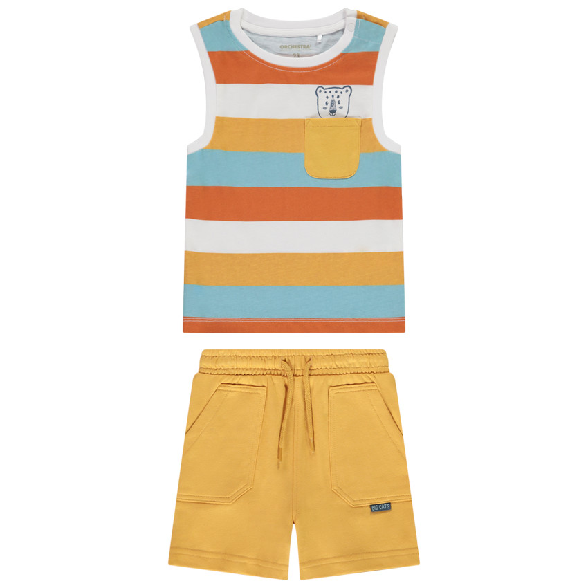 Ensemble 2 pièces avec débardeur rayé pour bébé garçon 