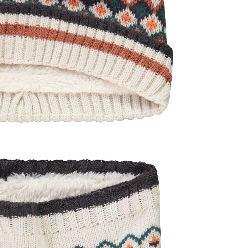 Set van muts met pompon en snood met patroon voor jongens 