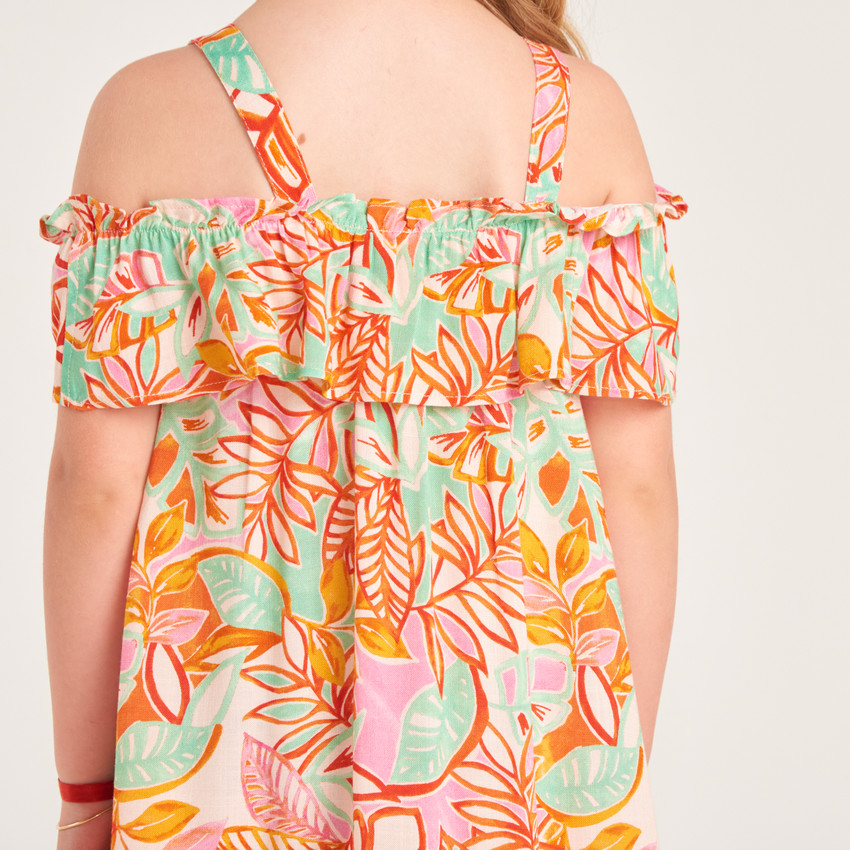 Robe à bretelles imprimée fantaisie fille 