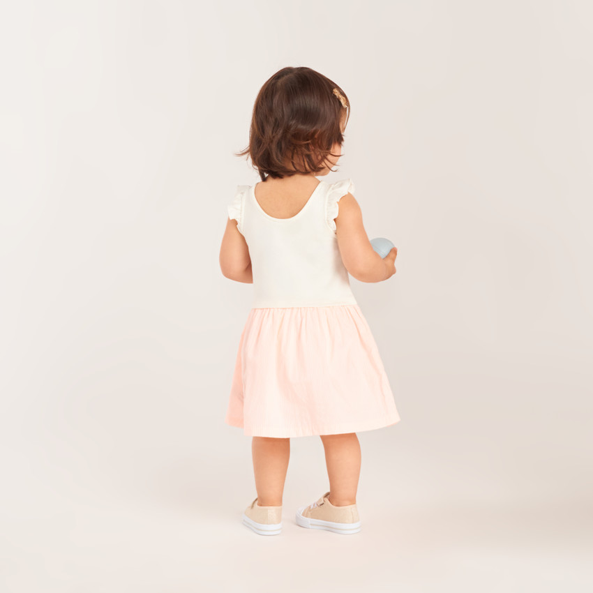 Robe manches courtes effet 2 en 1 rayée pour bébé fille 