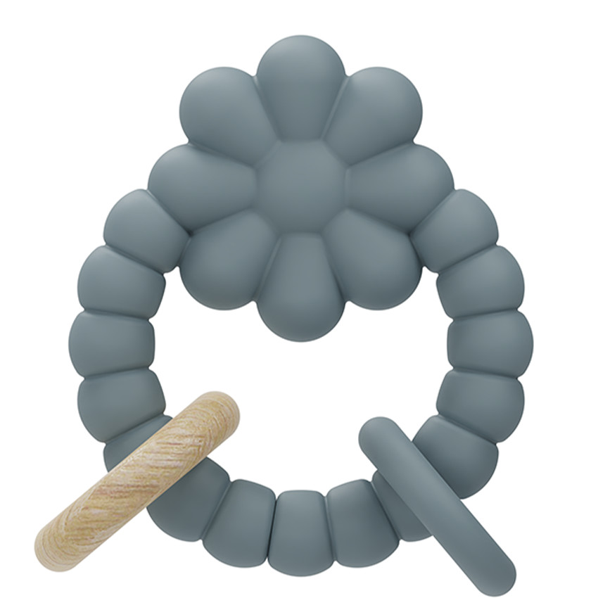 Anneau de dentition silicone Fleur Bleu 