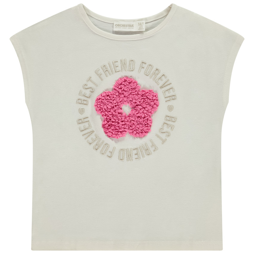 T-shirt met korte mouwen met bloem 3D-effect voor meisjes 