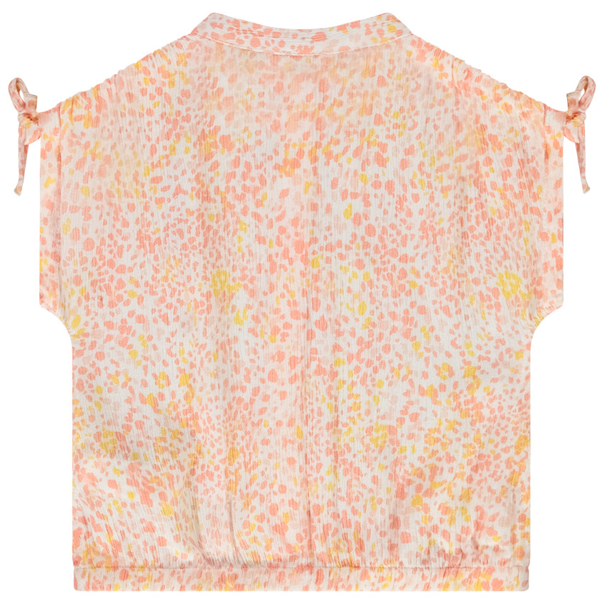 Blouse met korte mouwen crinkle-effect fantasieprint voor meisjes 