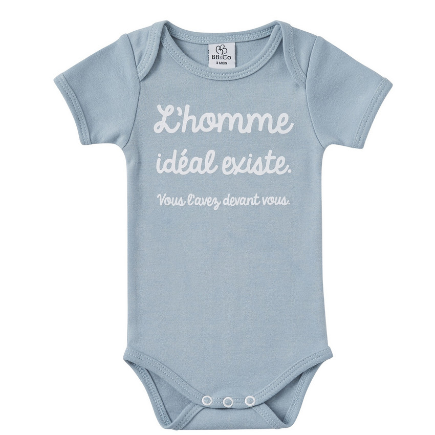 Body manches longues -"L'homme idéal" - Bleu/Gris- 3m 