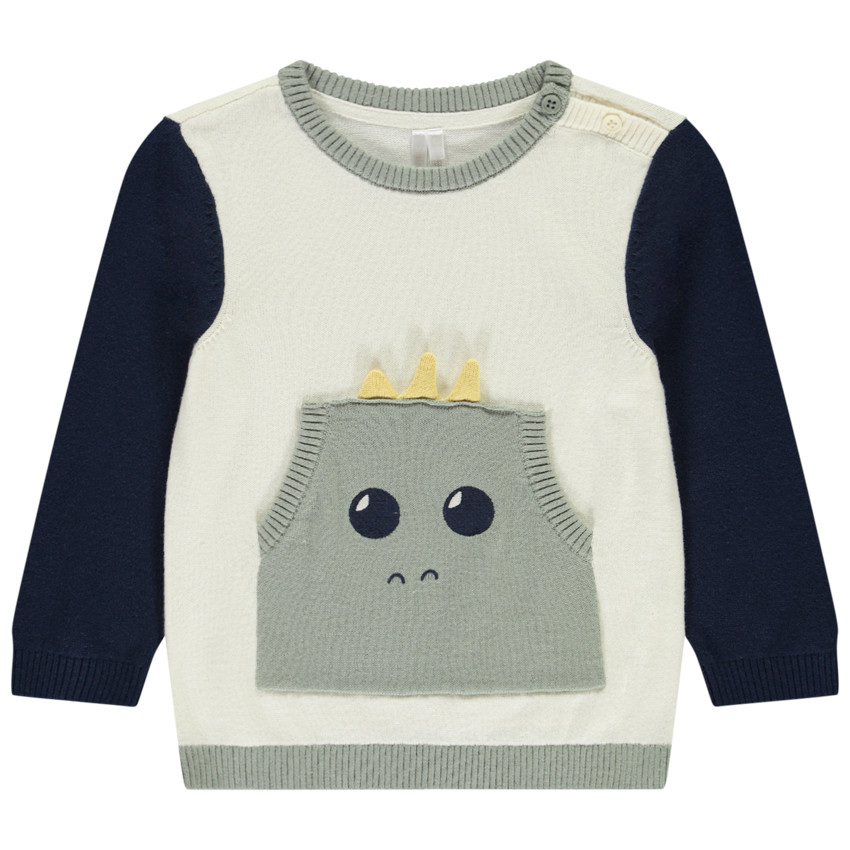 Trui in gebreid speels colour block effect voor baby jongen 