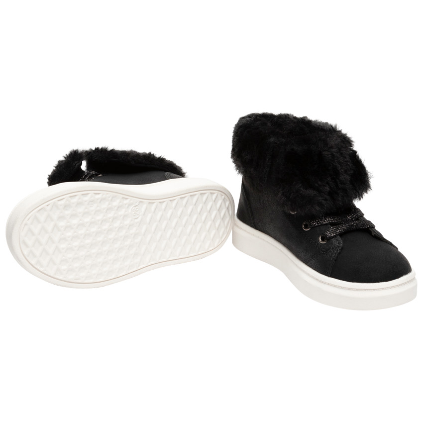 Bottillons noirs à col en fausse fourrure pour fille 